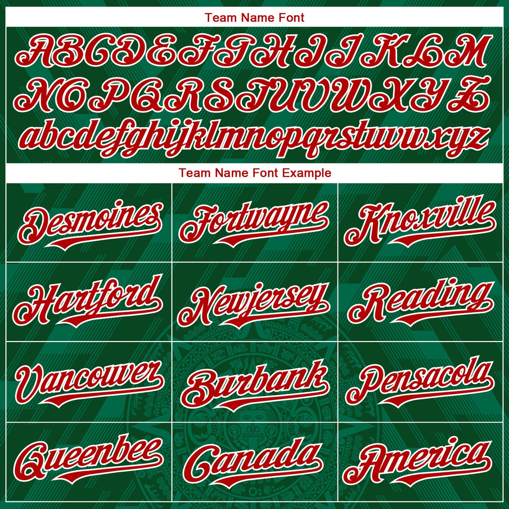 Custom Kelly Green Red-White 3D Mexico Authentic Baseball Jersey