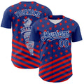 Custom Royal Red-White 3D Patriotic American Flag Authentic Baseball Jersey
