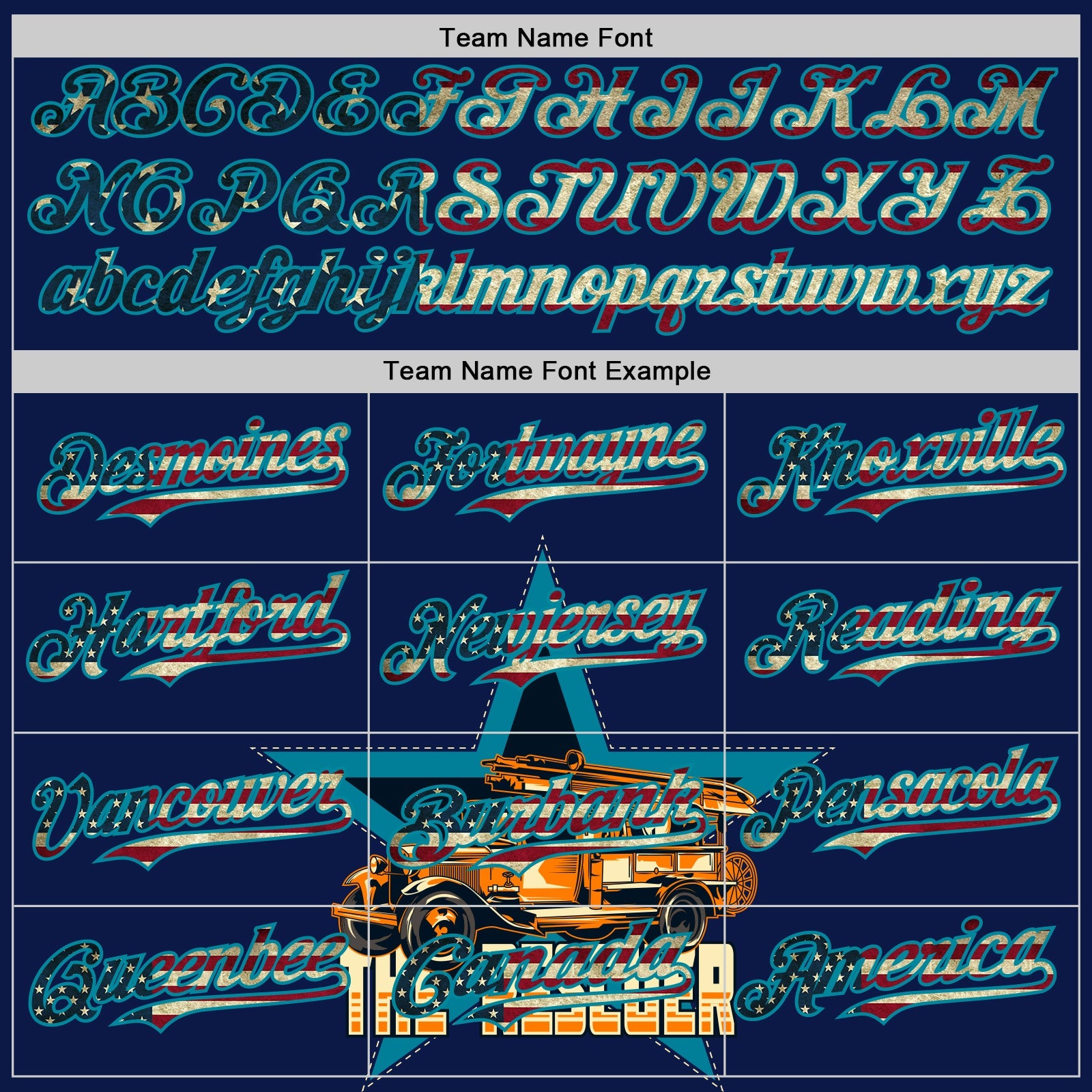 Custom Navy Vintage USA Flag-Teal 3D Patriotic American Symbol Fire Truck Authentic Baseball Jersey