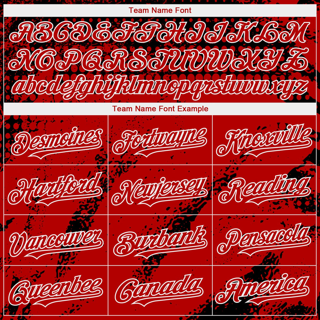 Custom Black Red-White Splash Grunge Fragment Authentic Baseball Jersey