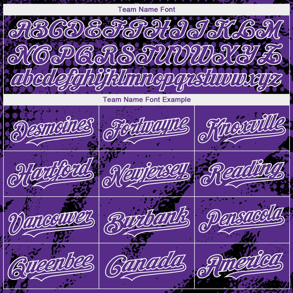 Custom Black Purple-White Splash Grunge Fragment Authentic Baseball Jersey
