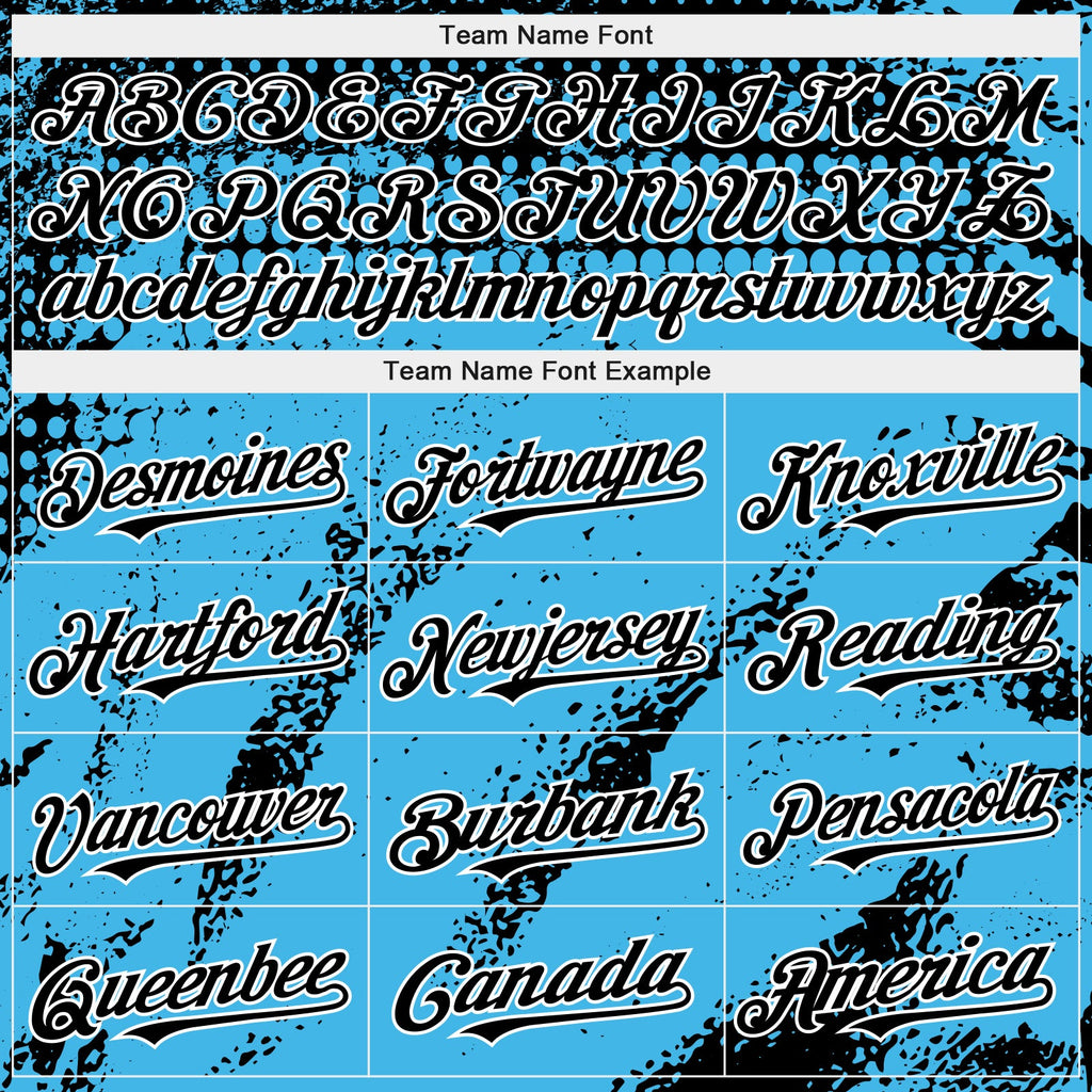 Custom Black Sky Blue-White Splash Grunge Fragment Authentic Baseball Jersey