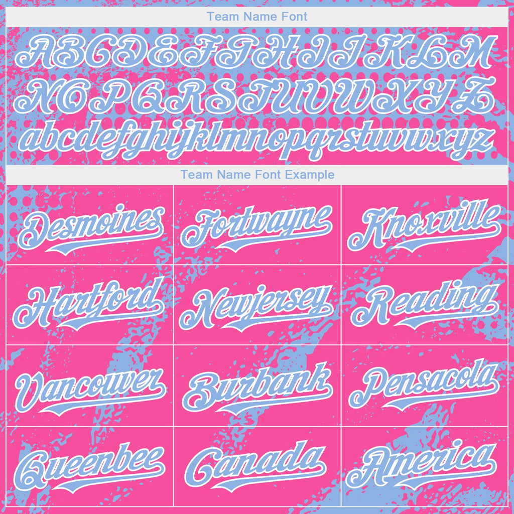 Custom Light Blue Pink-White Splash Grunge Fragment Authentic Baseball Jersey