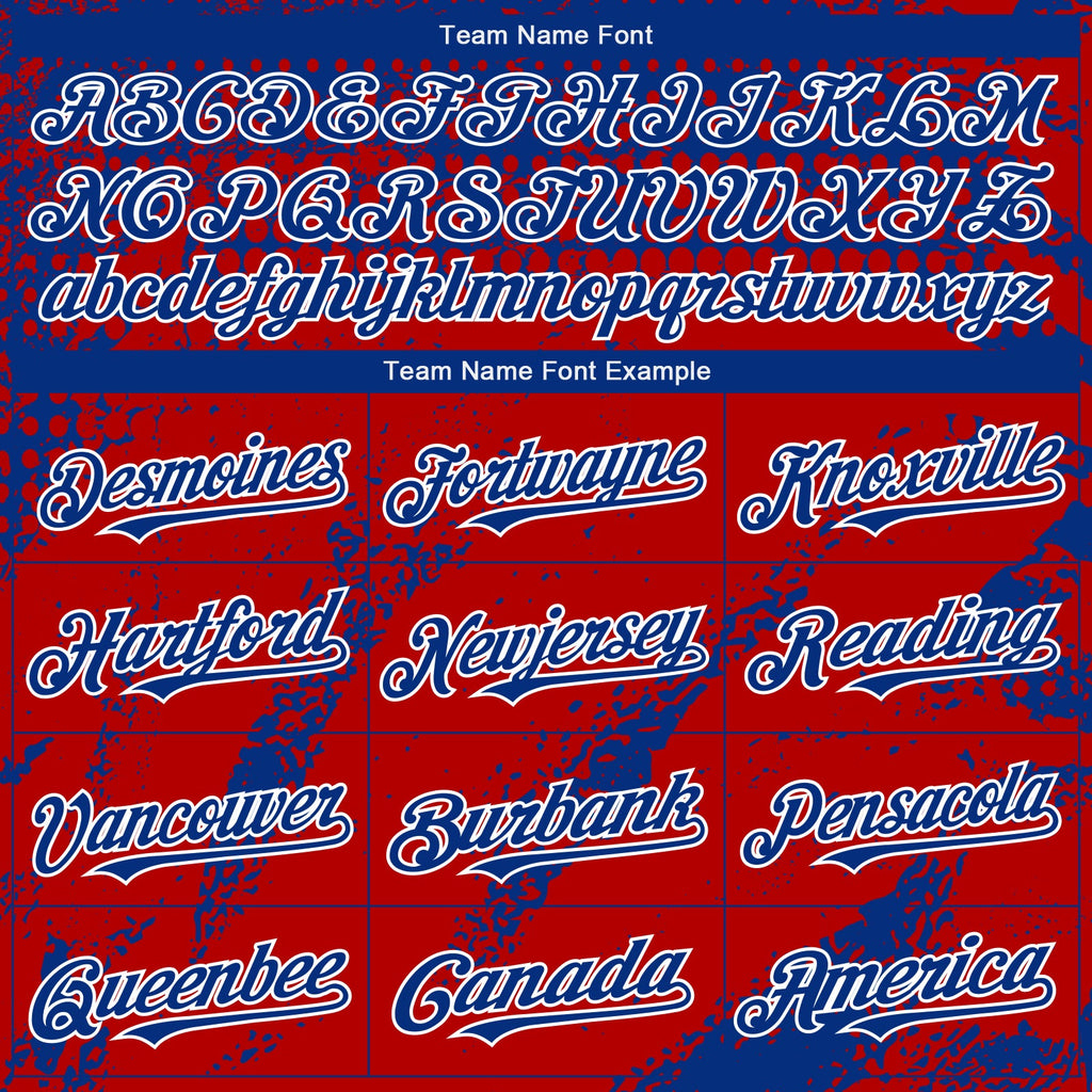 Custom Royal Red-White Splash Grunge Fragment Authentic Baseball Jersey