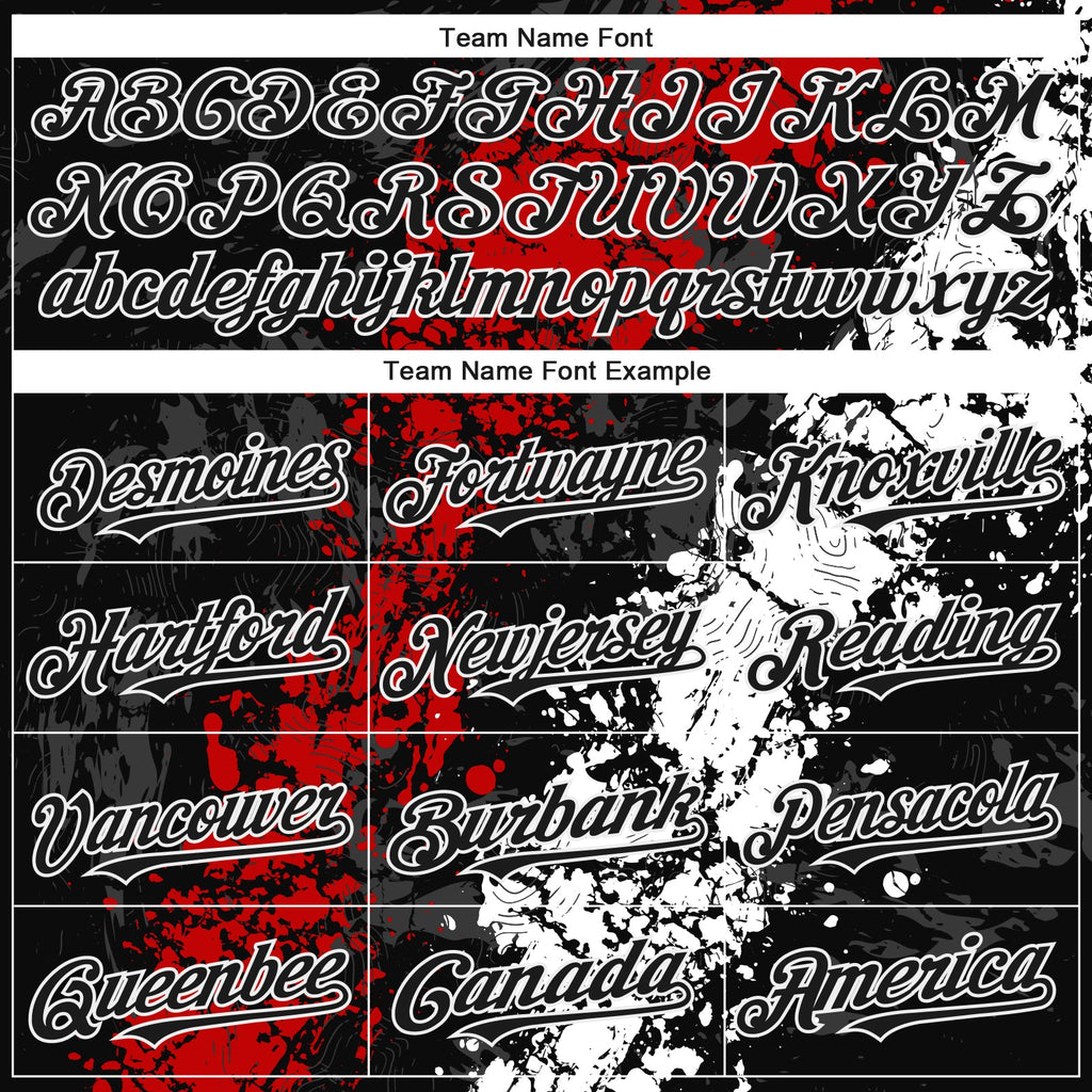 Custom Black Red-White Splash Authentic Baseball Jersey