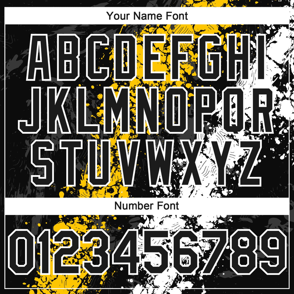 Custom Black Yellow-White Splash Authentic Baseball Jersey