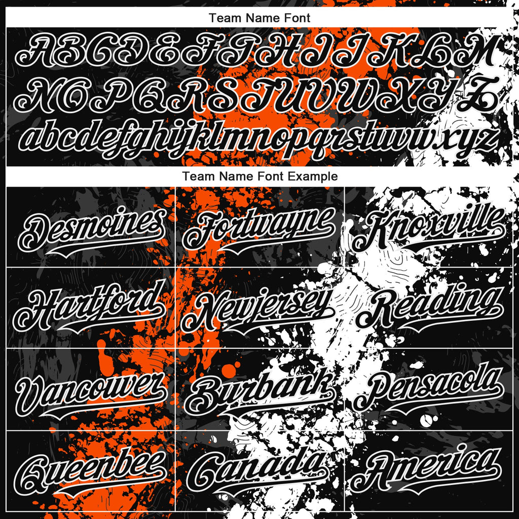 Custom Black Orange-White Splash Authentic Baseball Jersey