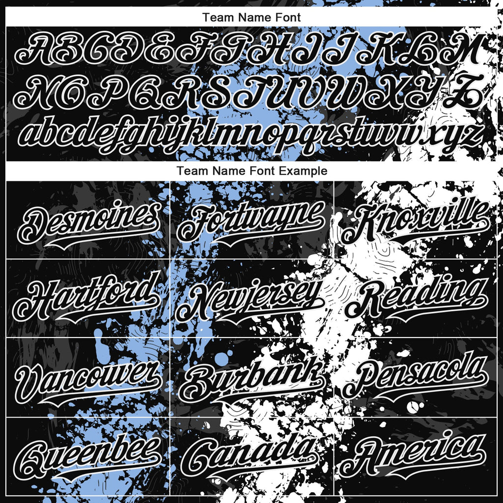 Custom Black Light Blue-White Splash Authentic Baseball Jersey