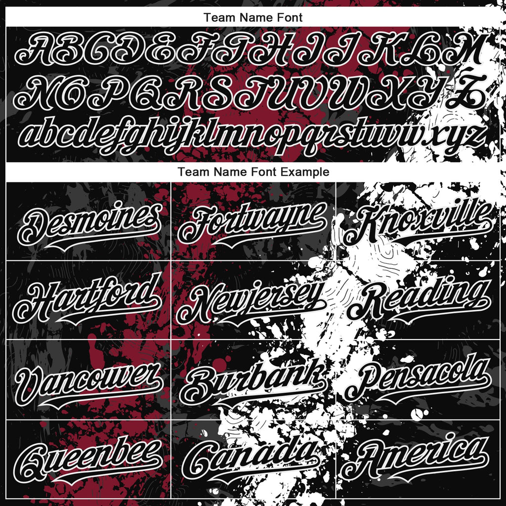 Custom Black Crimson-White Splash Authentic Baseball Jersey