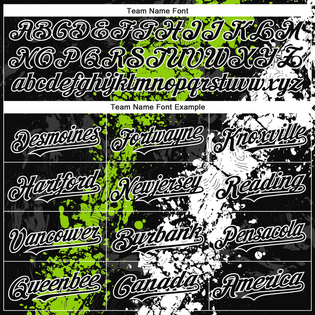Custom Black Neon Green-White Splash Authentic Baseball Jersey