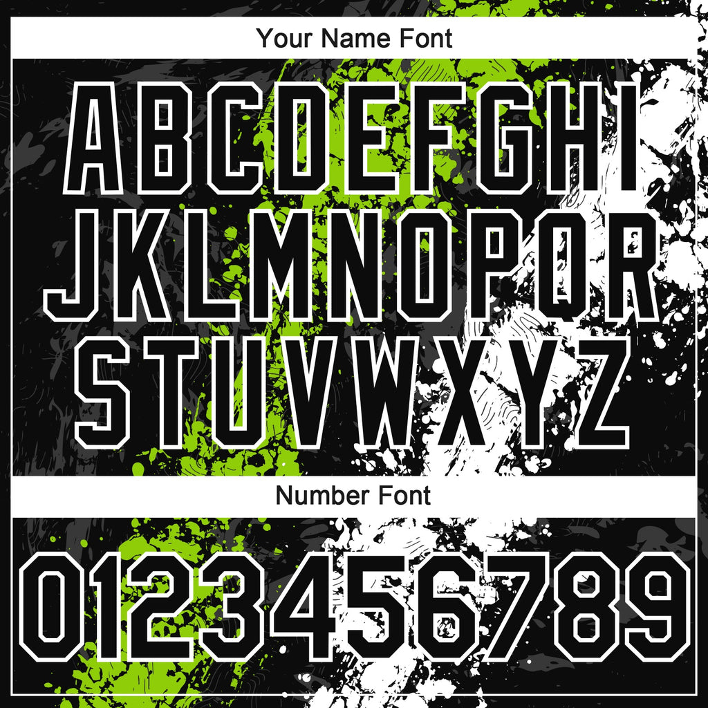 Custom Black Neon Green-White Splash Authentic Baseball Jersey