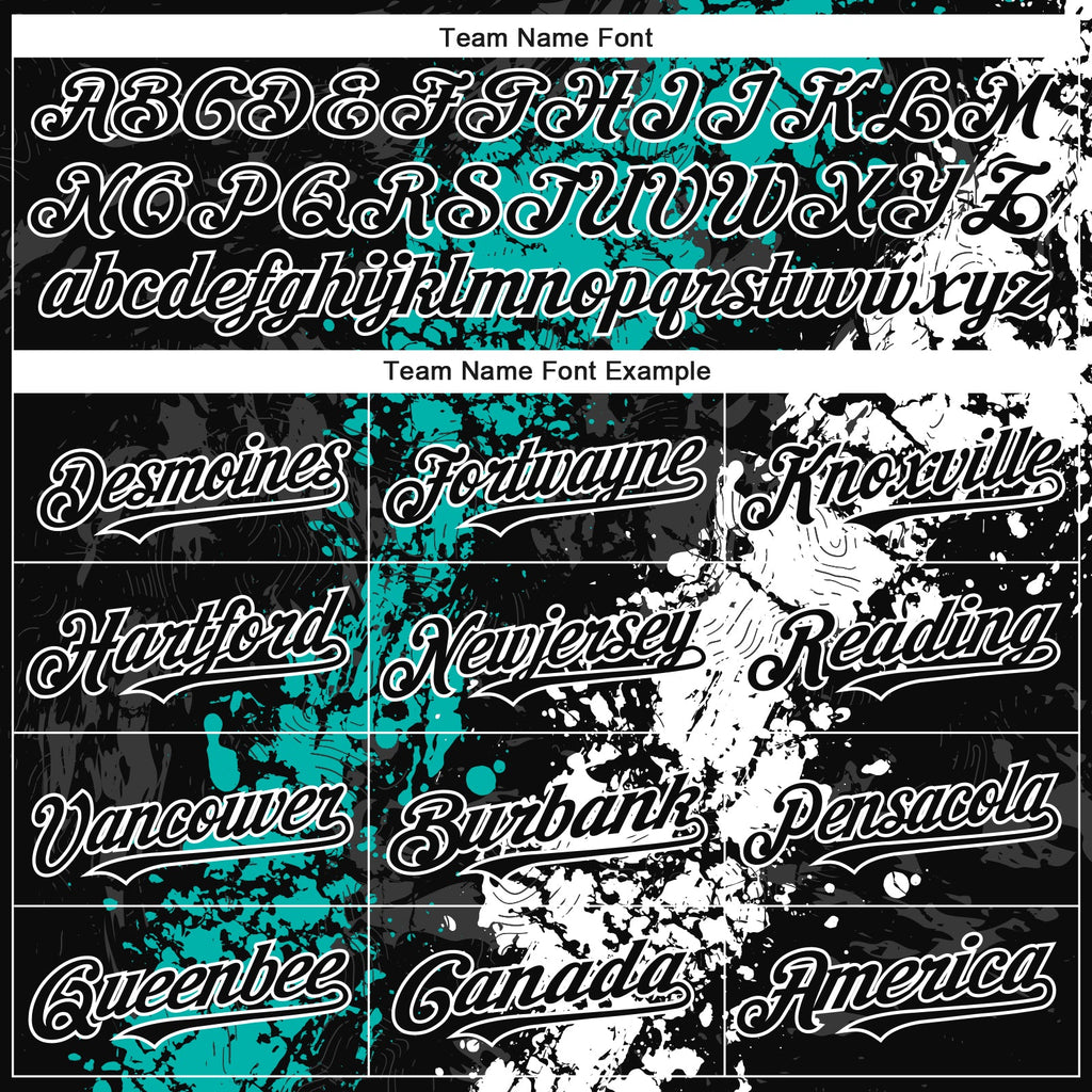 Custom Black Aqua-White Splash Authentic Baseball Jersey