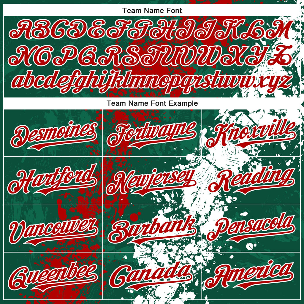 Custom Green Red-White Splash Authentic Baseball Jersey