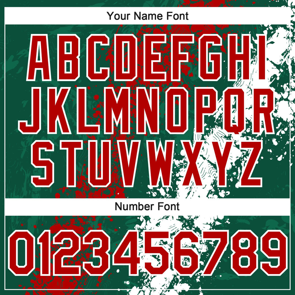 Custom Green Red-White Splash Authentic Baseball Jersey