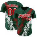 Custom Green Red-White Splash Authentic Baseball Jersey