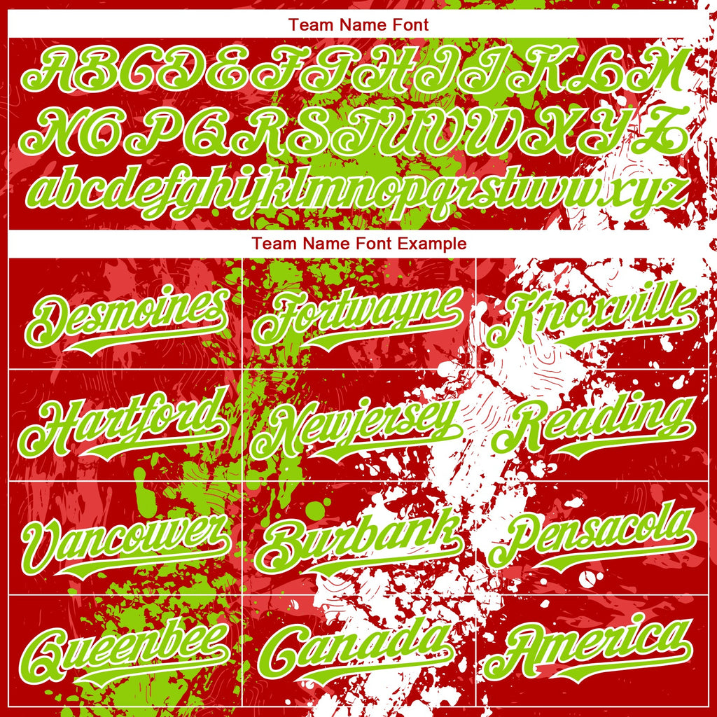 Custom Red Neon Green-White Splash Authentic Baseball Jersey