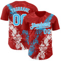 Custom Red Sky Blue-White Splash Authentic Baseball Jersey