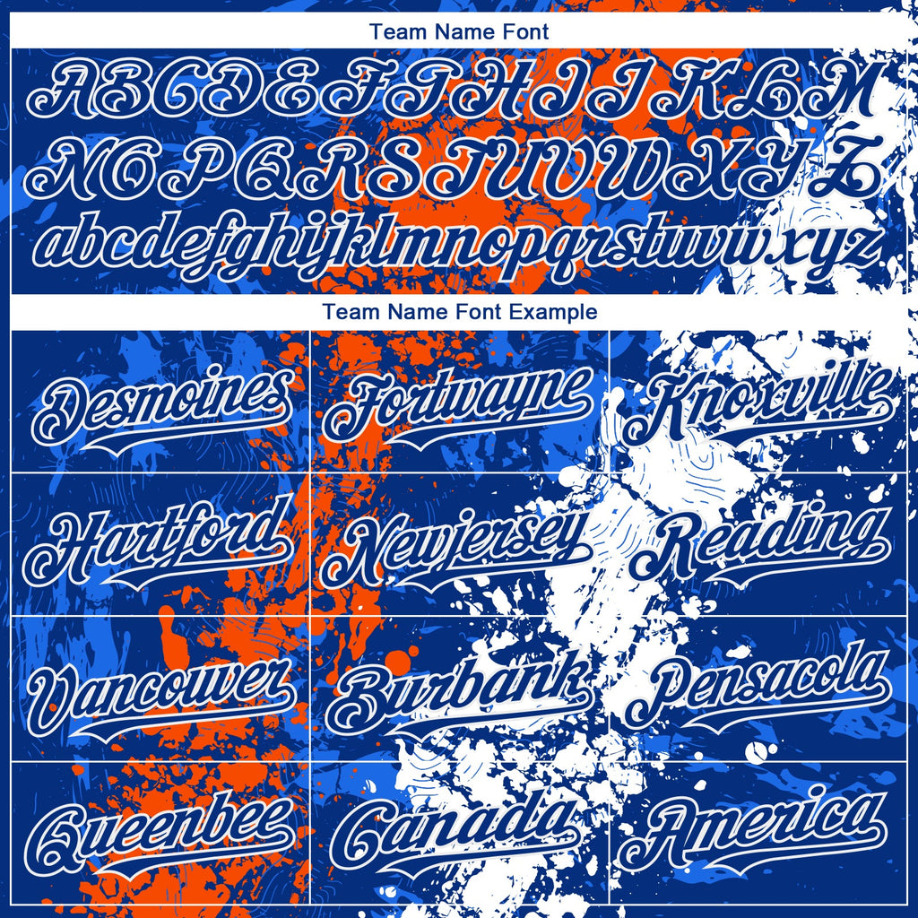 Custom Royal Orange-White Splash Authentic Baseball Jersey