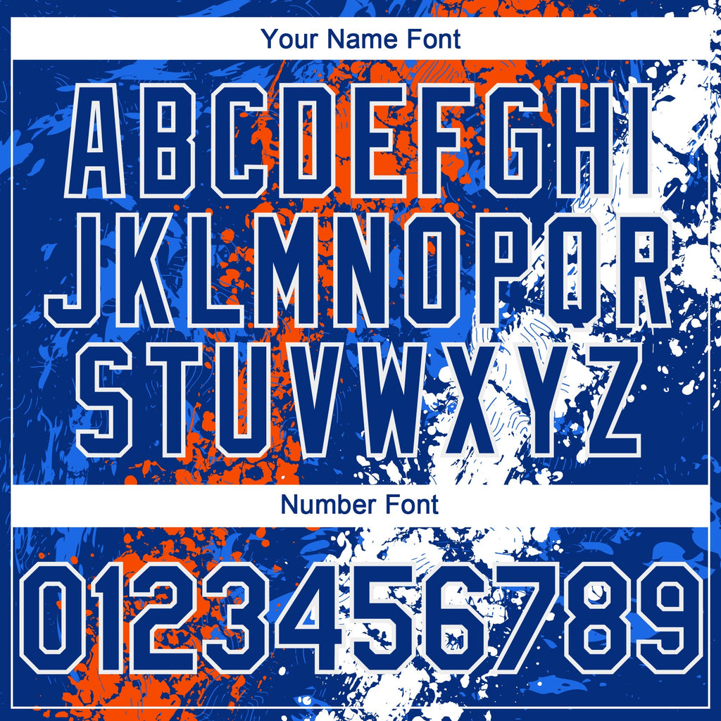Custom Royal Orange-White Splash Authentic Baseball Jersey