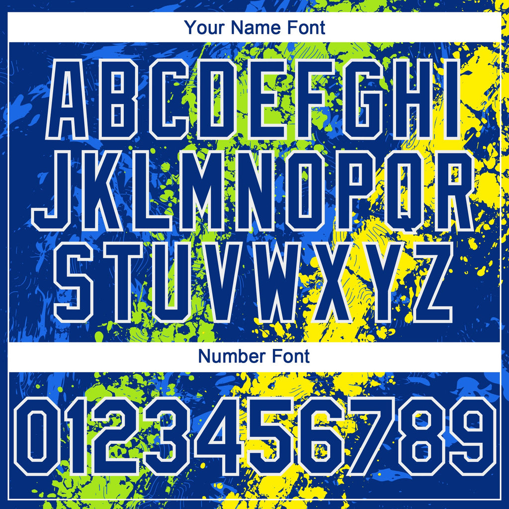Custom Royal Neon Green Light Yellow-White Splash Authentic Baseball Jersey