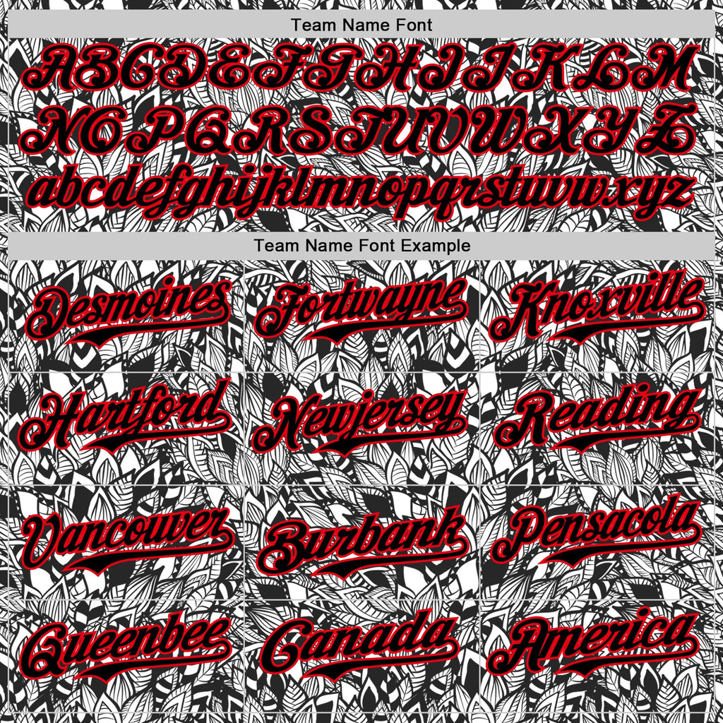 Custom White Black-Fire Red 3D Polynesian Style Islander Authentic Baseball Jersey