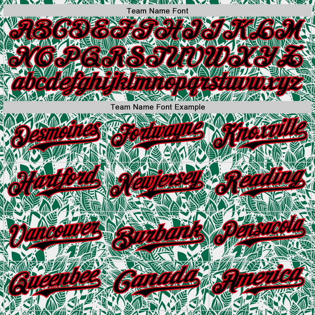 Custom White Black Kelly Green-Fire Red 3D Polynesian Style Islander Authentic Baseball Jersey