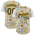 Custom White Black-Gold 3D Polynesian Style Palm Leaves Islander Authentic Baseball Jersey