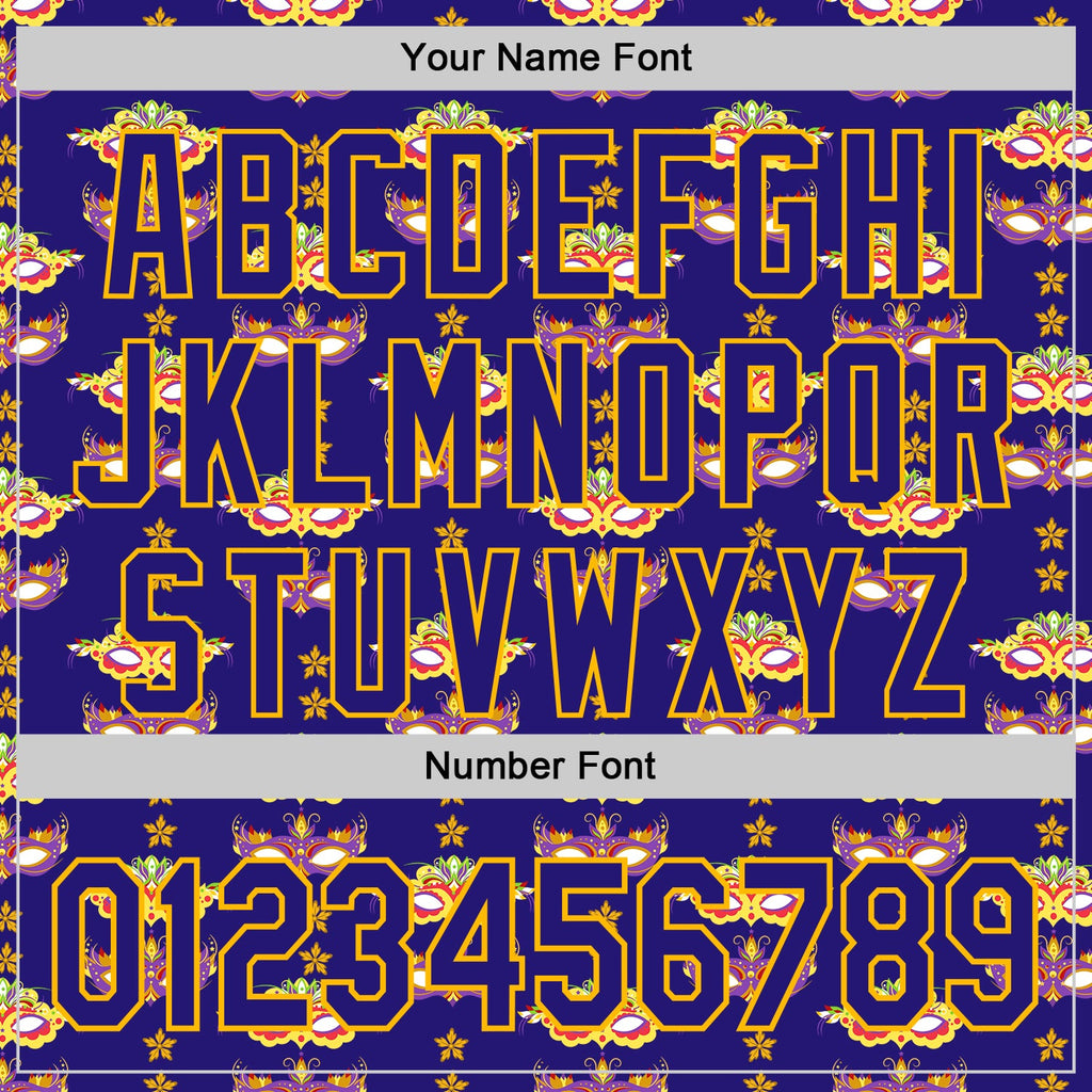 Custom Dark Purple Gold 3D Pattern Design Mardi Gras Shrove Tuesday Authentic Baseball Jersey