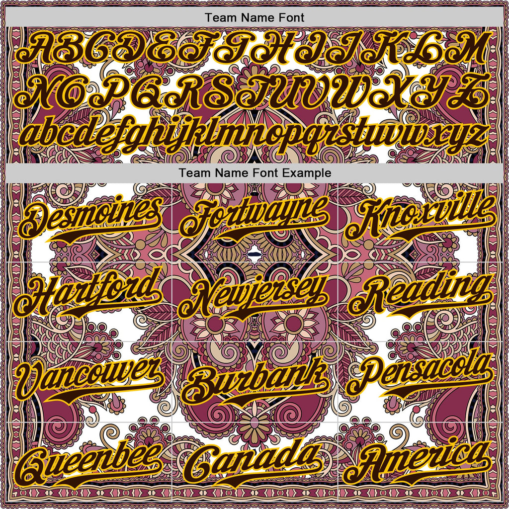 Custom White Brown Red-Yellow 3D Pattern Design Burner Costumes Exotic Authentic Baseball Jersey
