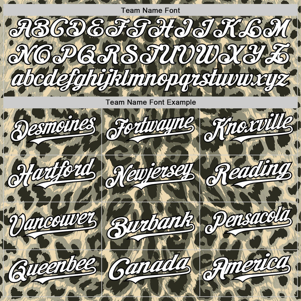Custom Cream White-Black 3D Pattern Design Rave Party Animal Leopard Print Authentic Baseball Jersey