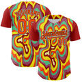 Custom Red Orange Black-White 3D Pattern Design Rave Party Marble Lava Authentic Baseball Jersey