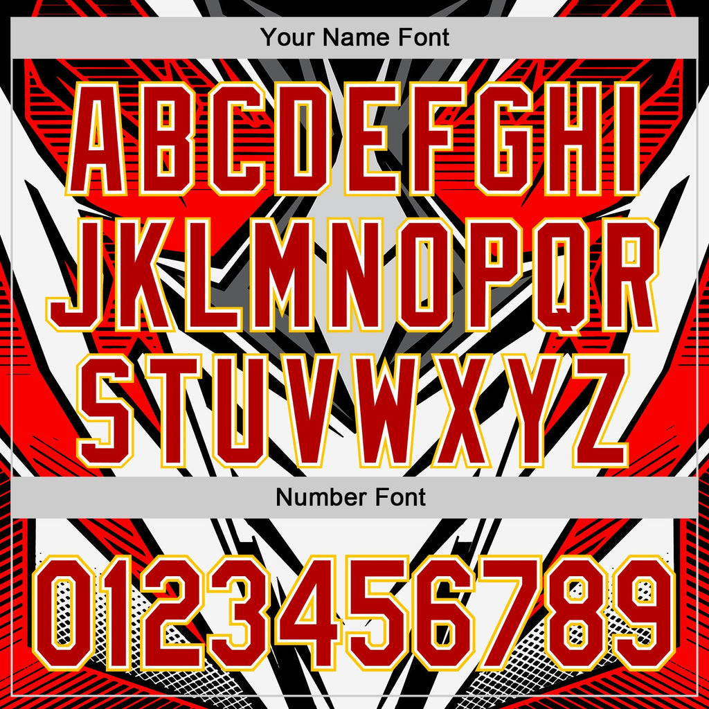 Custom White Red Black-Yellow 3D Pattern Design Burner Costumes Cyber Punk Authentic Baseball Jersey