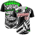 Custom Black White-Red 3D Pattern Design Burner Costumes Skull Authentic Baseball Jersey