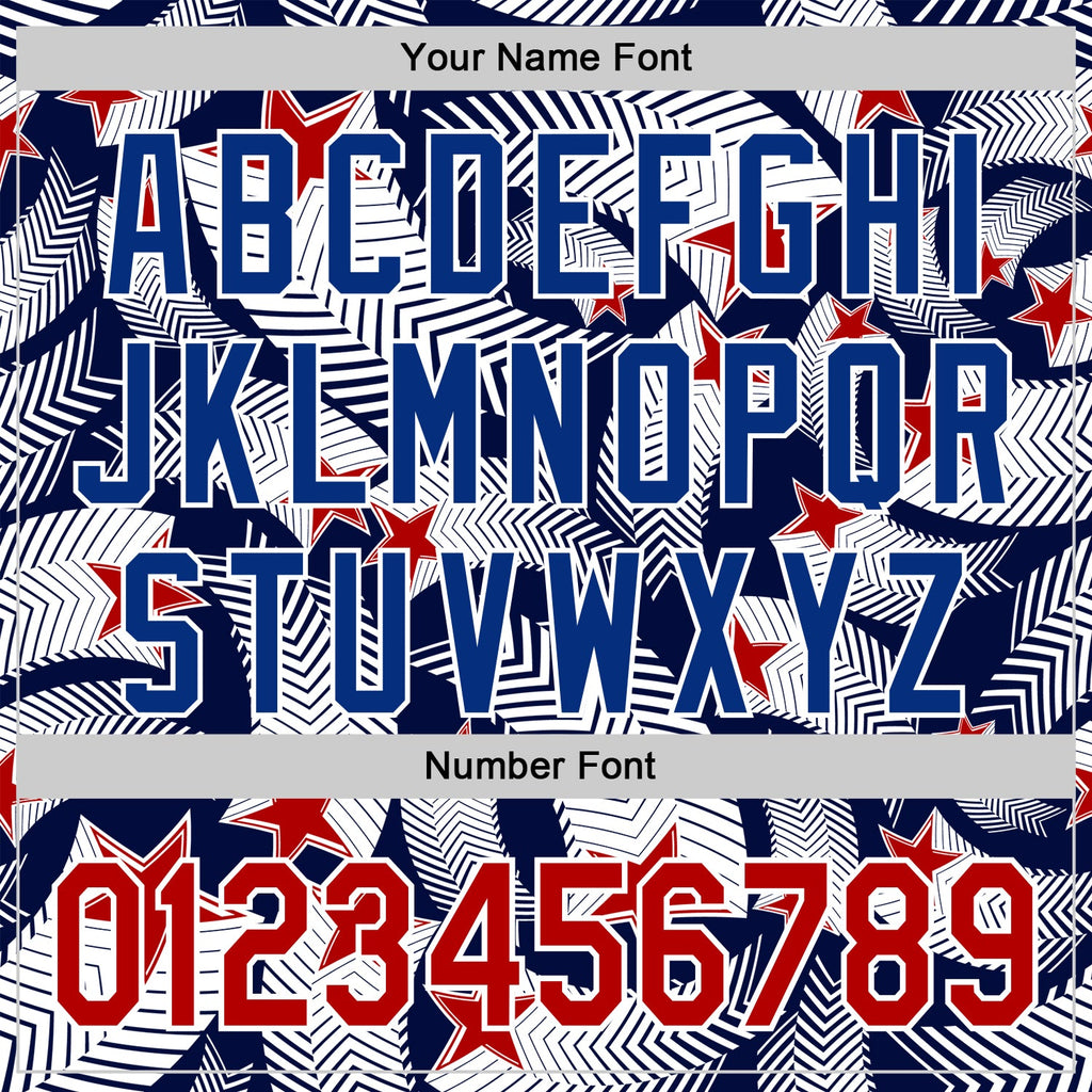 Custom White Red Navy-Royal 3D American Flag America-Inspired Authentic Baseball Jersey