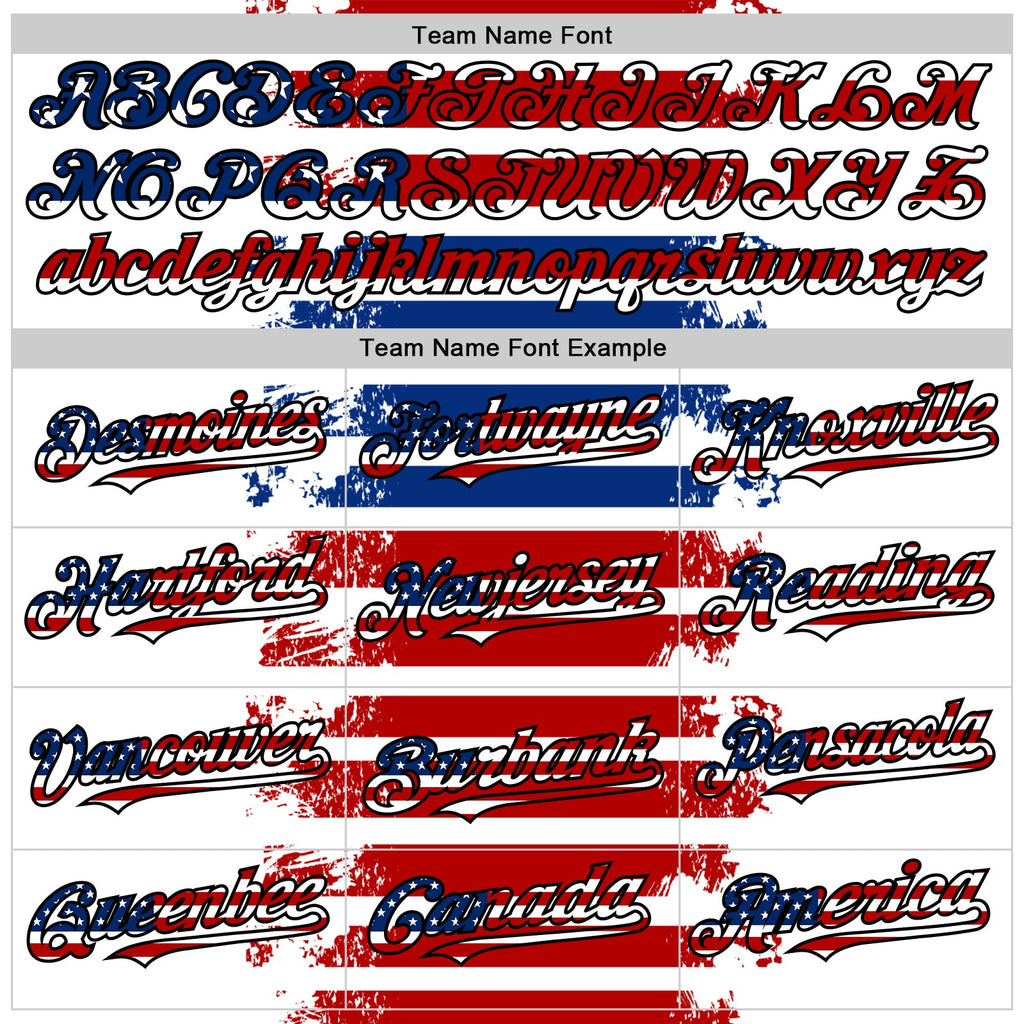 Custom White USA Flag Red Royal-Black 3D Gradient Retro Stripe American Flag Authentic Baseball Jersey