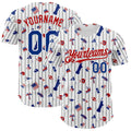 Custom White Black Pinstripe Royal-Red 3D American Flag National Symbols Authentic Baseball Jersey