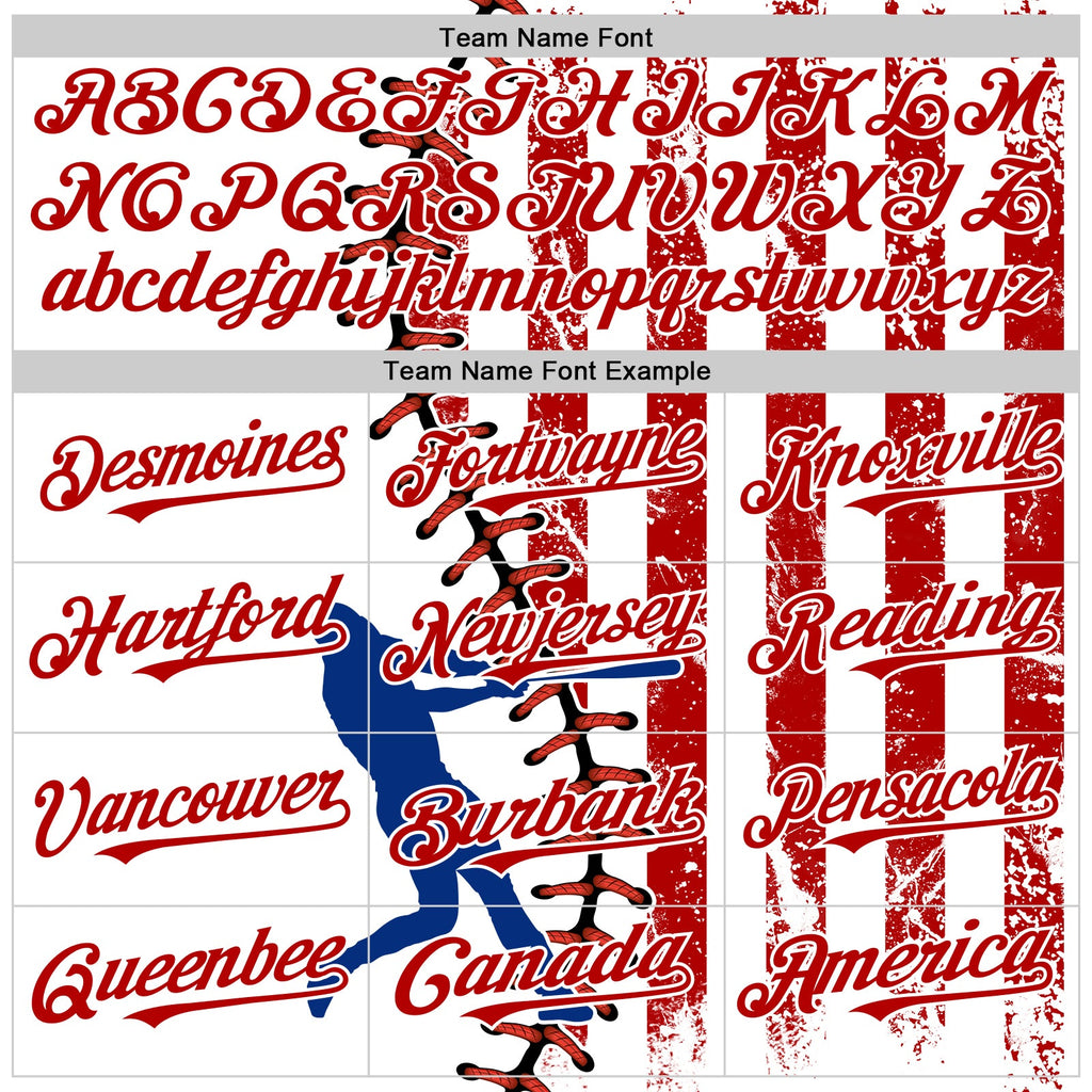Custom White Royal-Red 3D American Flag Authentic Baseball Jersey