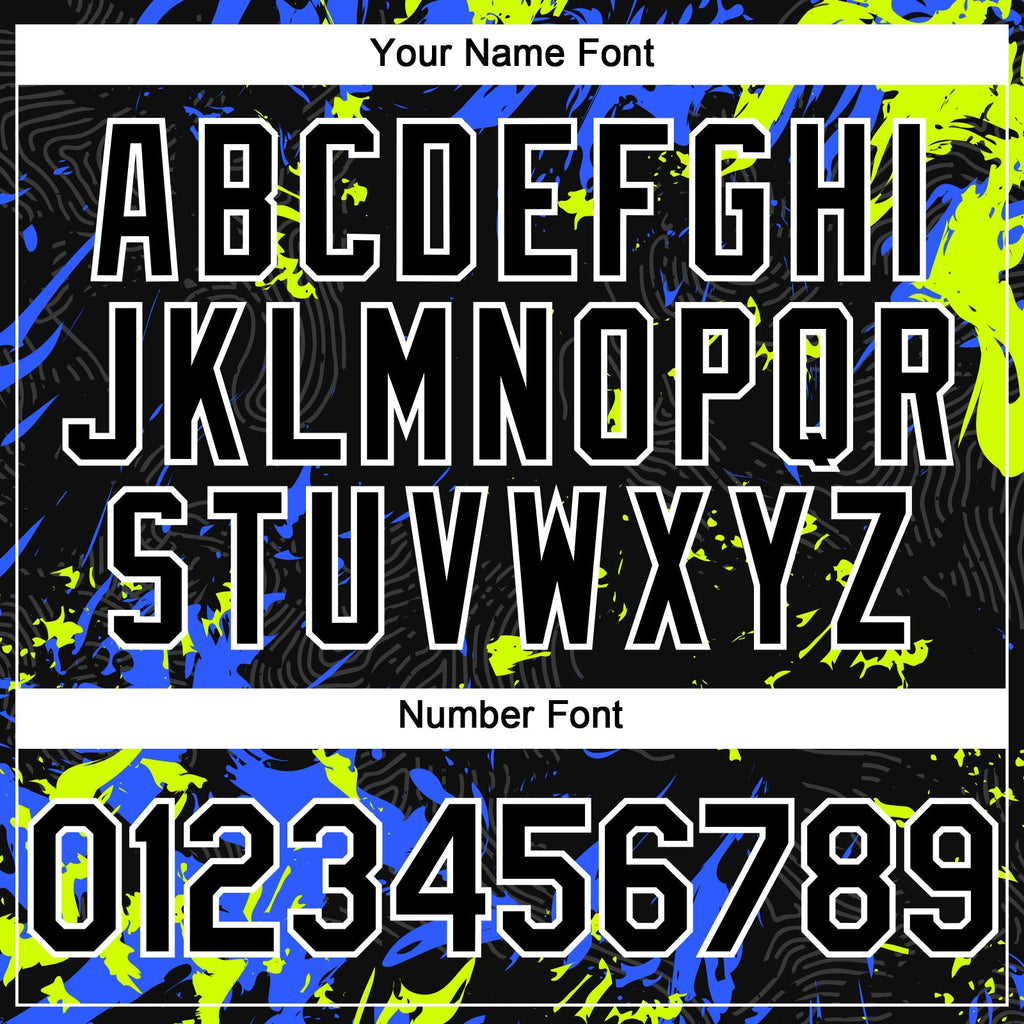 Custom Black Royal Neon Green-White Splash Authentic Baseball Jersey
