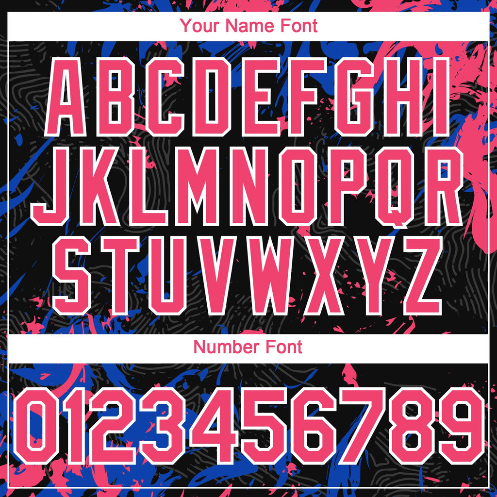 Custom Black Neon Pink Thunder Blue-White Splash Authentic Baseball Jersey