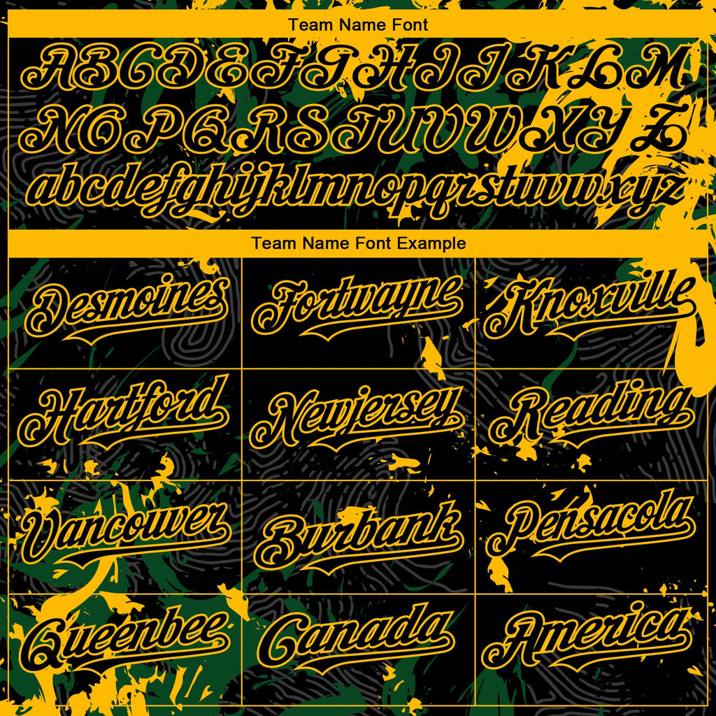 Custom Black Green-Gold Splash Authentic Baseball Jersey