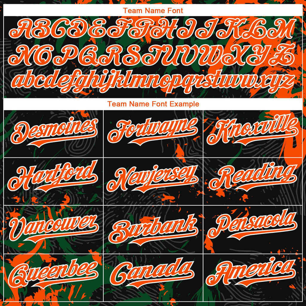 Custom Black Orange Green-White Splash Authentic Baseball Jersey