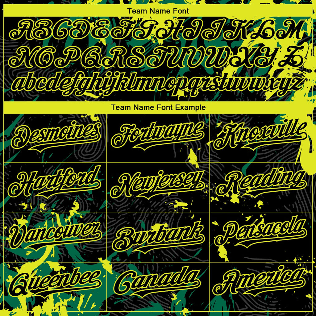 Custom Black Kelly Green-Neon Yellow Splash Authentic Baseball Jersey