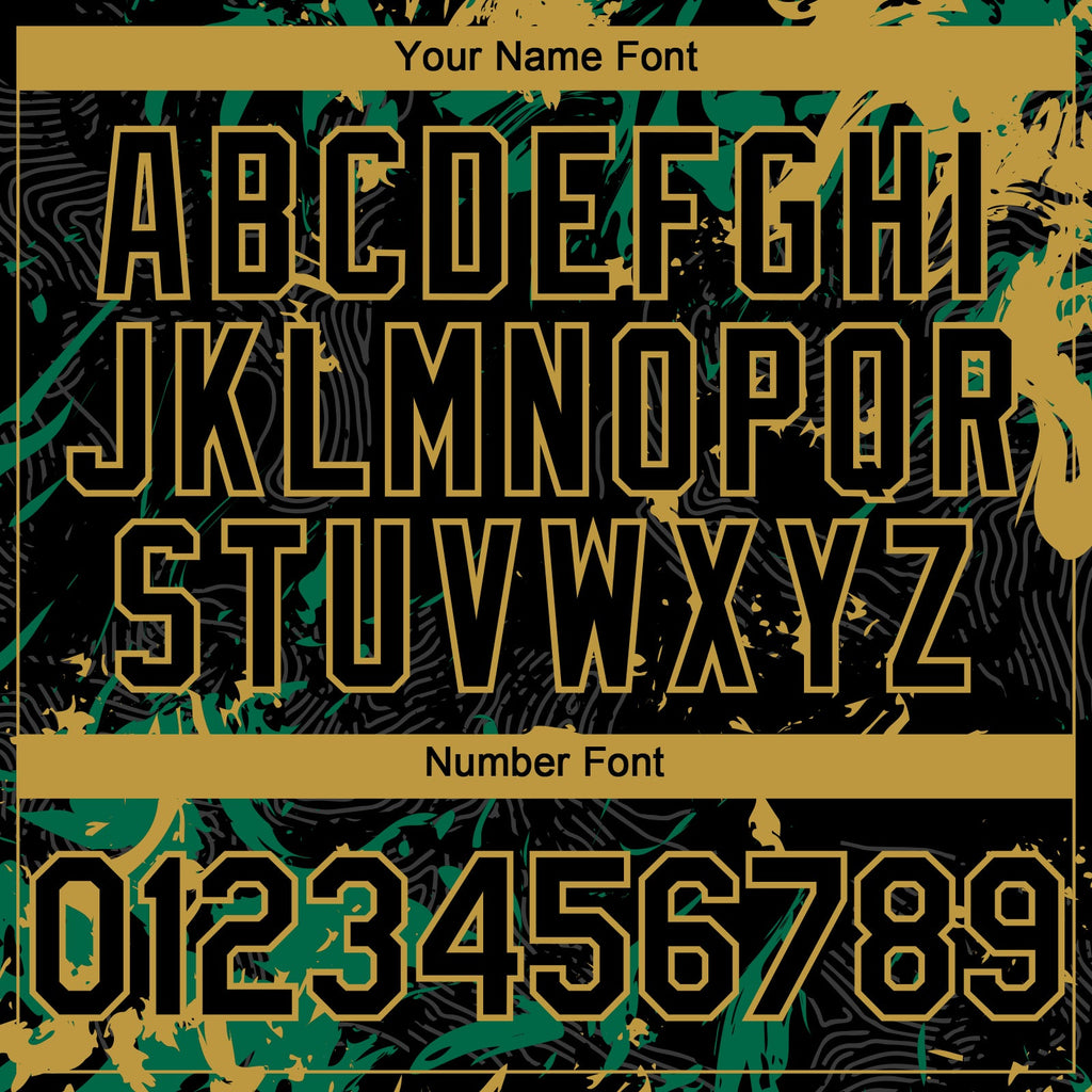 Custom Black Kelly Green-Old Gold Splash Authentic Baseball Jersey
