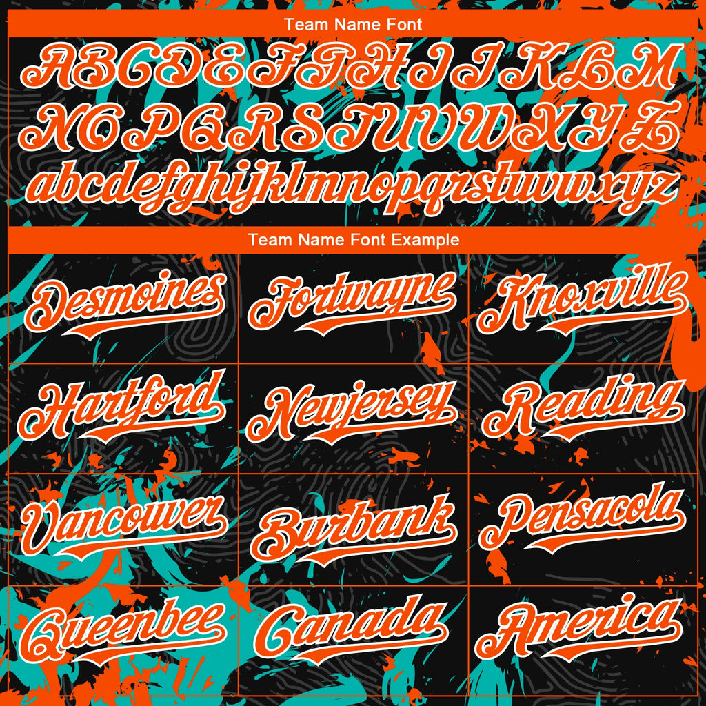 Custom Black Orange Aqua-White Splash Authentic Baseball Jersey