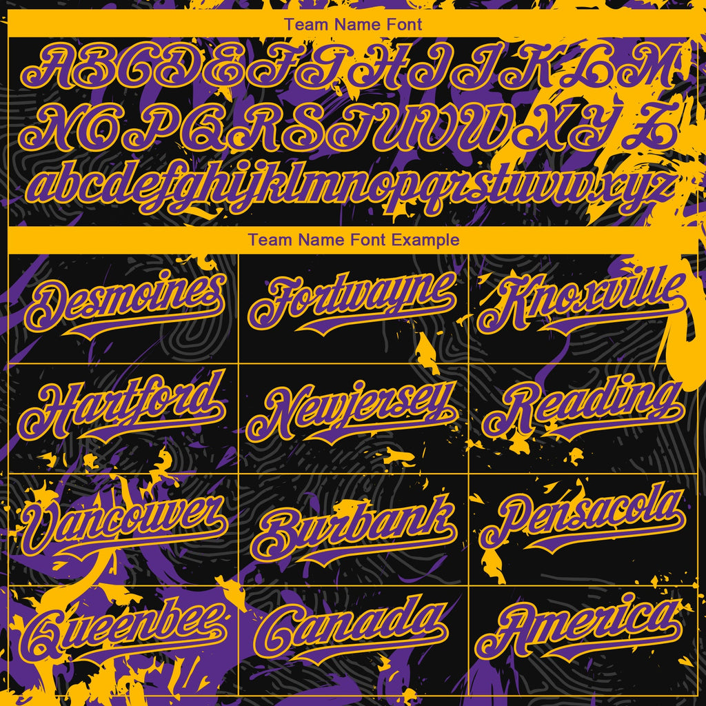 Custom Black Purple-Gold Splash Authentic Baseball Jersey