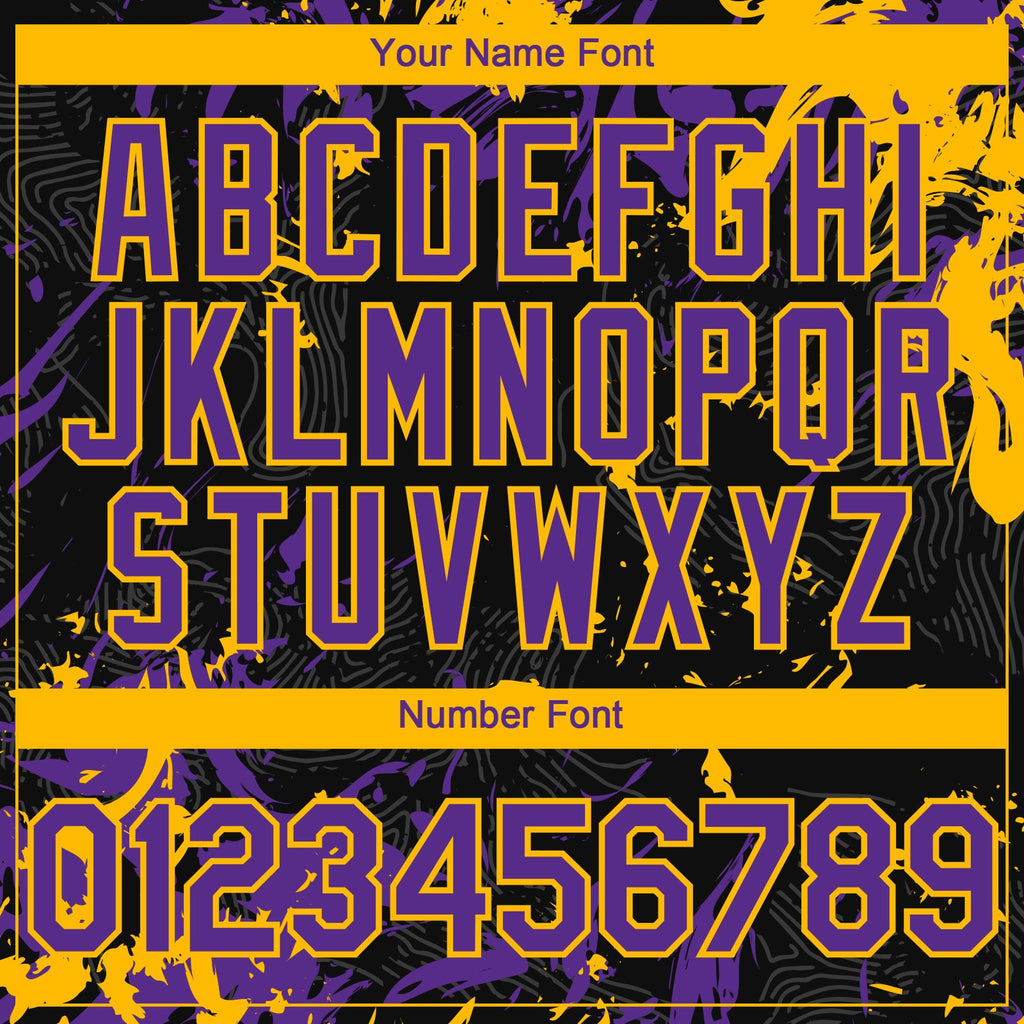 Custom Black Purple-Gold Splash Authentic Baseball Jersey