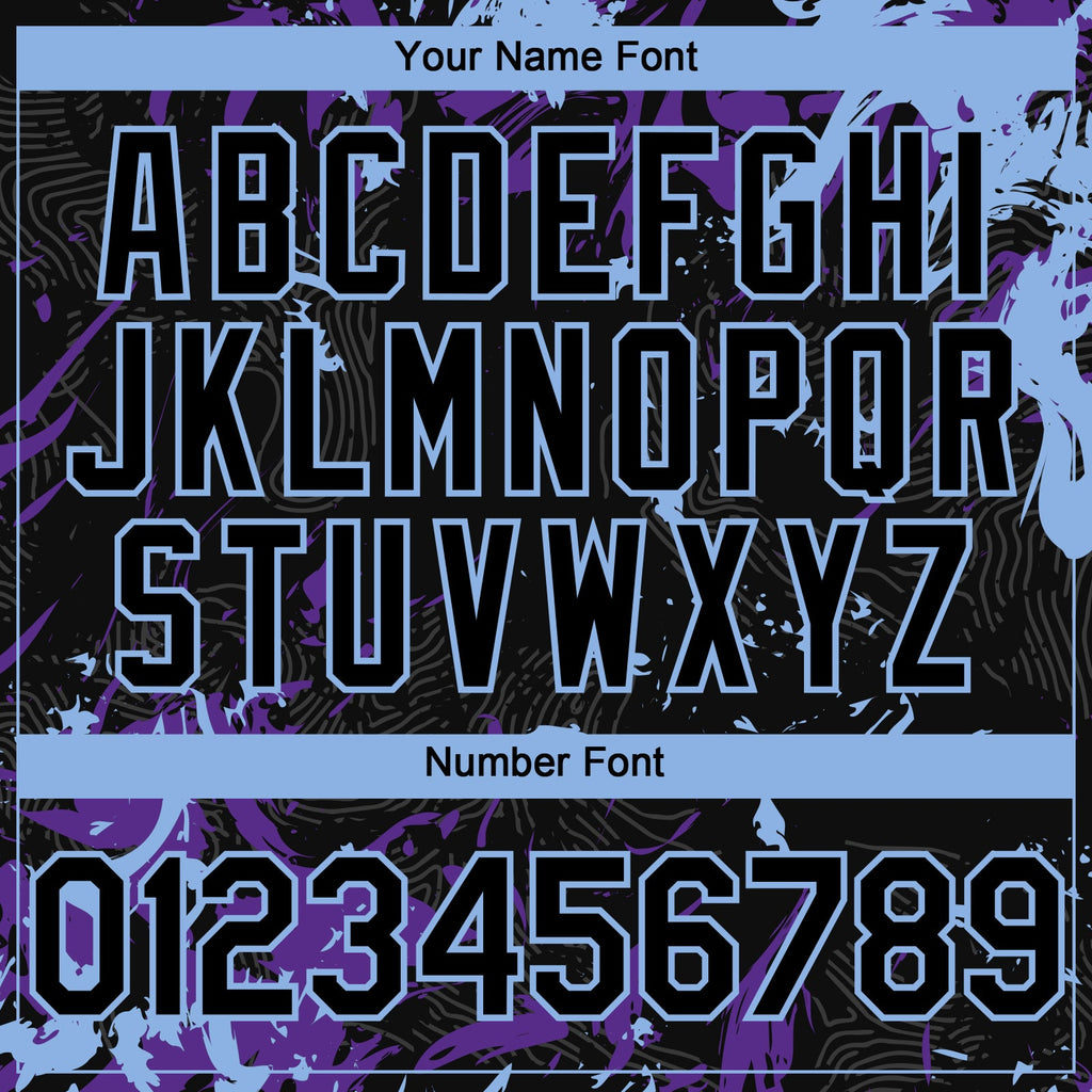 Custom Black Purple-Light Blue Splash Authentic Baseball Jersey