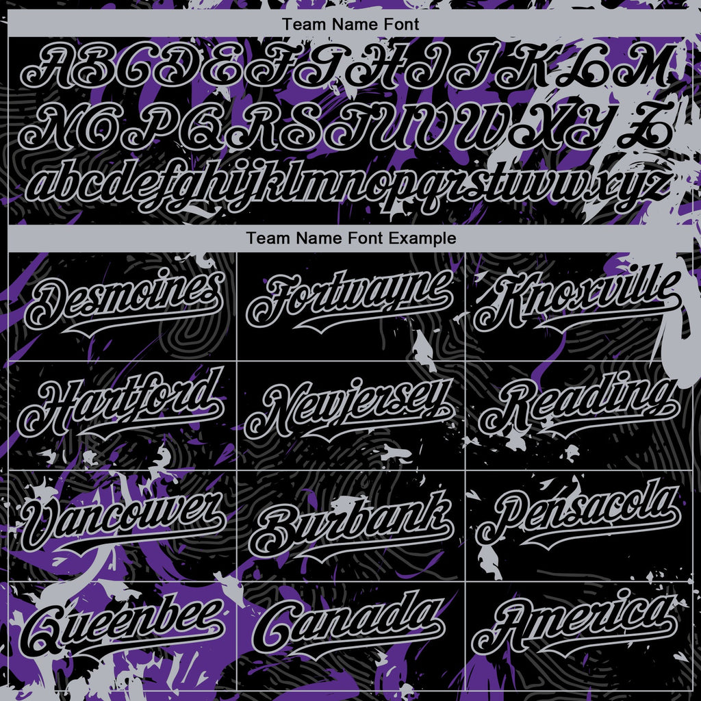 Custom Black Purple-Gray Splash Authentic Baseball Jersey