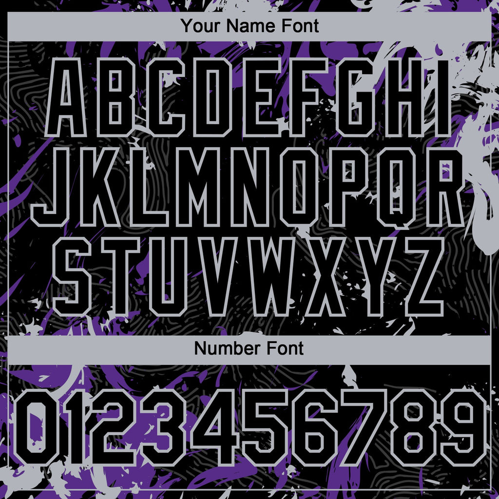 Custom Black Purple-Gray Splash Authentic Baseball Jersey