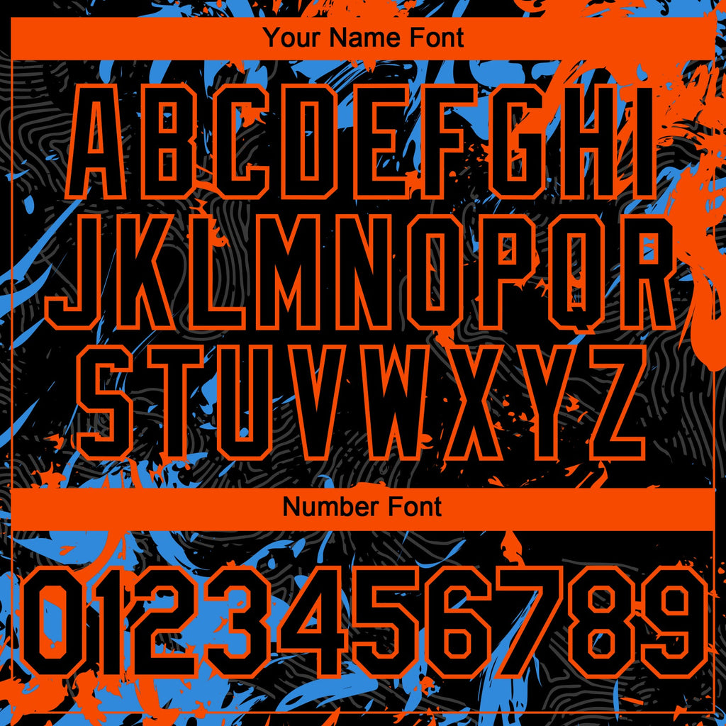 Custom Black Electric Blue-Orange Splash Authentic Baseball Jersey
